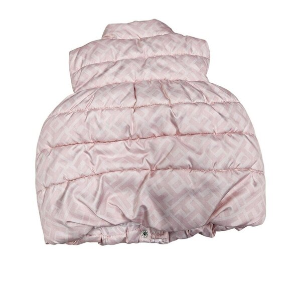 Tommy Hilfiger Baby Girl Puffer‎ Vest 12M Pink Quilted Heart Stripe Zipper Snap - Picture 2 of 8